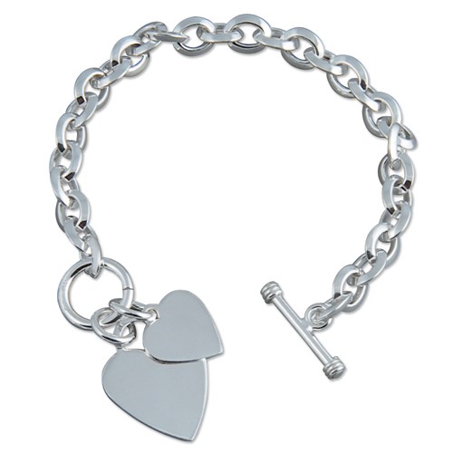 SILVER PLAIN DOUBLE HEART BRACELET R155220